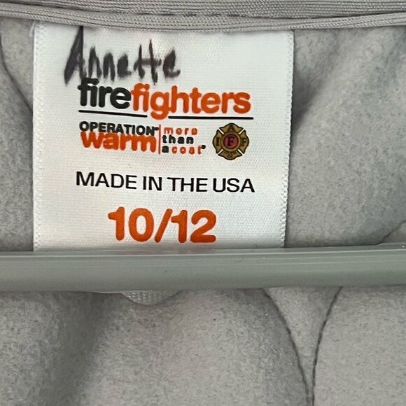 EUC Fire Fighters Operation Warm More than a Coat quilted Size 10/12 made in USA - Picture 7 of 9